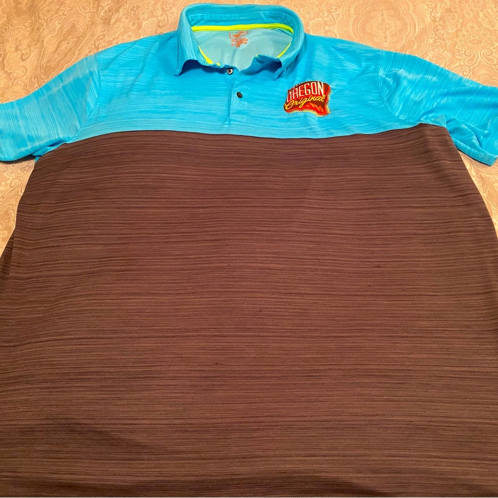 Foundry 4XLT Turquoise/Charcoal “Oregon Original” casual pullover shirt